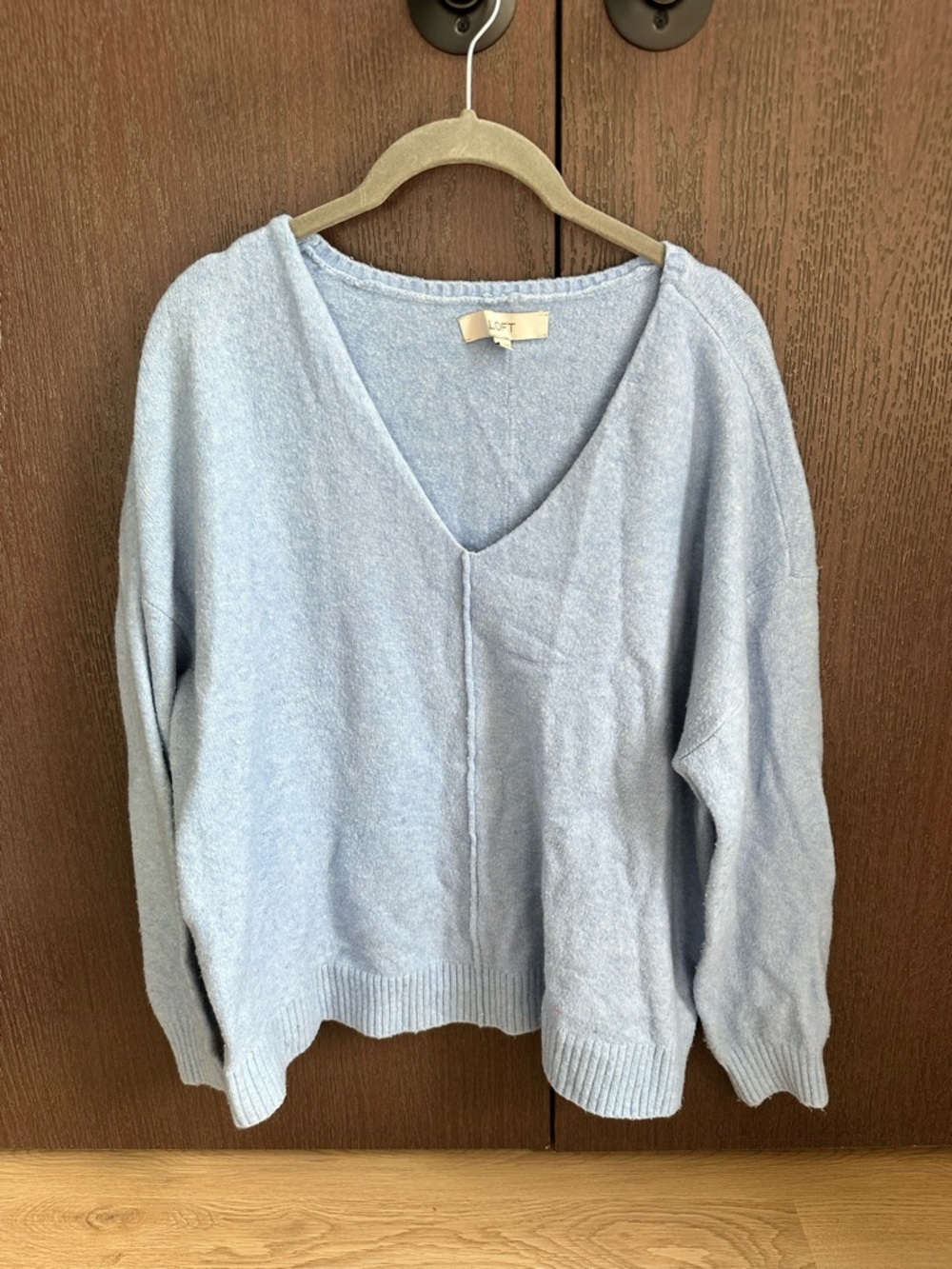 LOFT Light Blue V-Neck Pullover Sweater